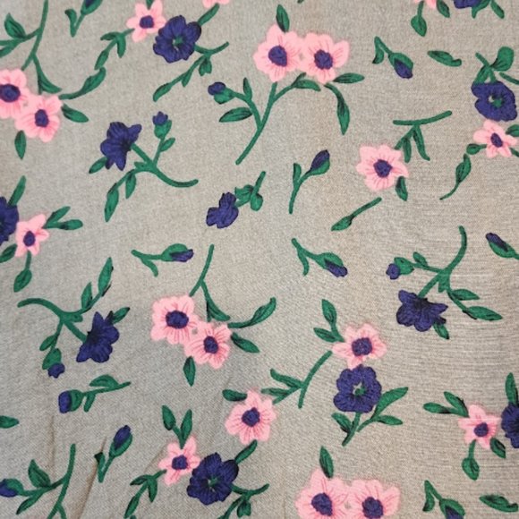 NWT Verte Olive Green Pink Floral Summer Cold Shoulder Pretty Dress Size: Large - Picture 8 of 10